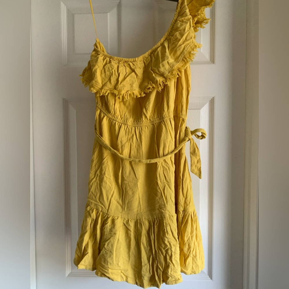 NWOT Promesa Linen-Blend Ruffled One-Shoulder Dress - Picture 1 of 9